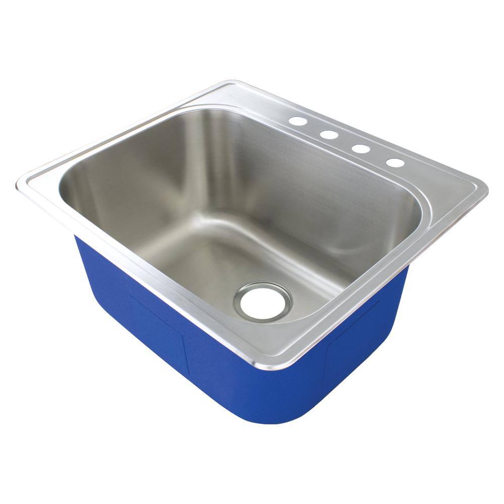 Transolid Meridian 25 in. x 22 in. x 12 in. Stainless Steel Drop-in Laundry/Utility Sink Kit with 4-Hole