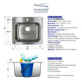 Transolid Meridian 25 x 22 x 12 Stainless Steel Drop-in Laundry/Utility Sink Kit