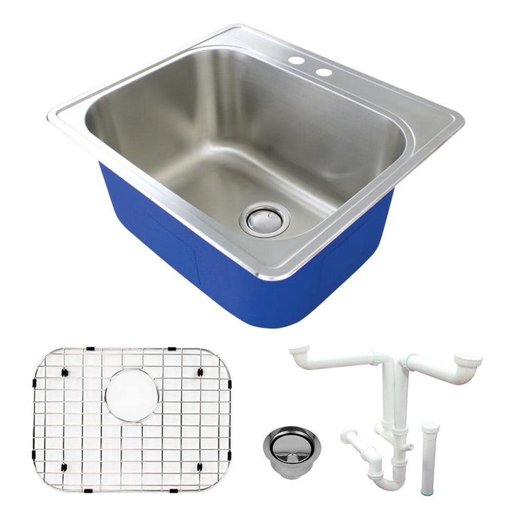 Transolid Meridian 25" x 22" x 12" Stainless Steel Drop-In Laundry Utility Sink Kit