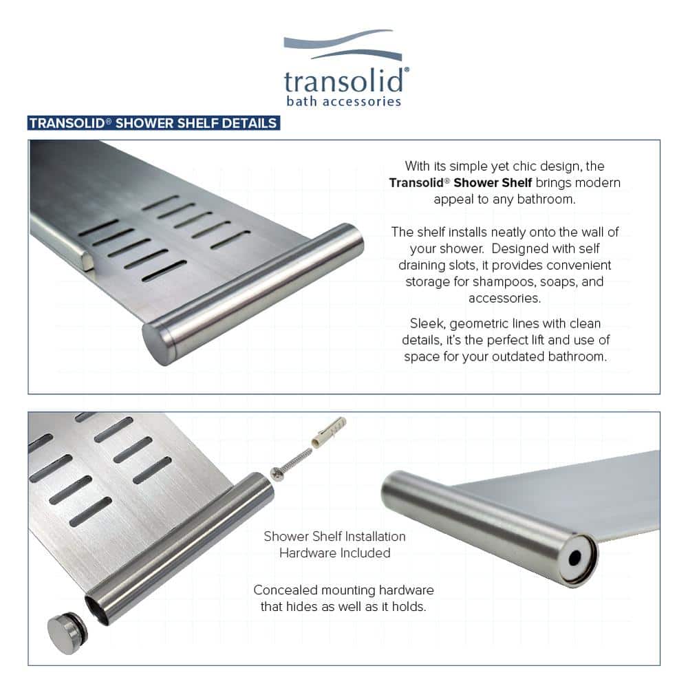 Transolid Wall-Mount 17 in. Bathroom Shelf in Brushed Stainless