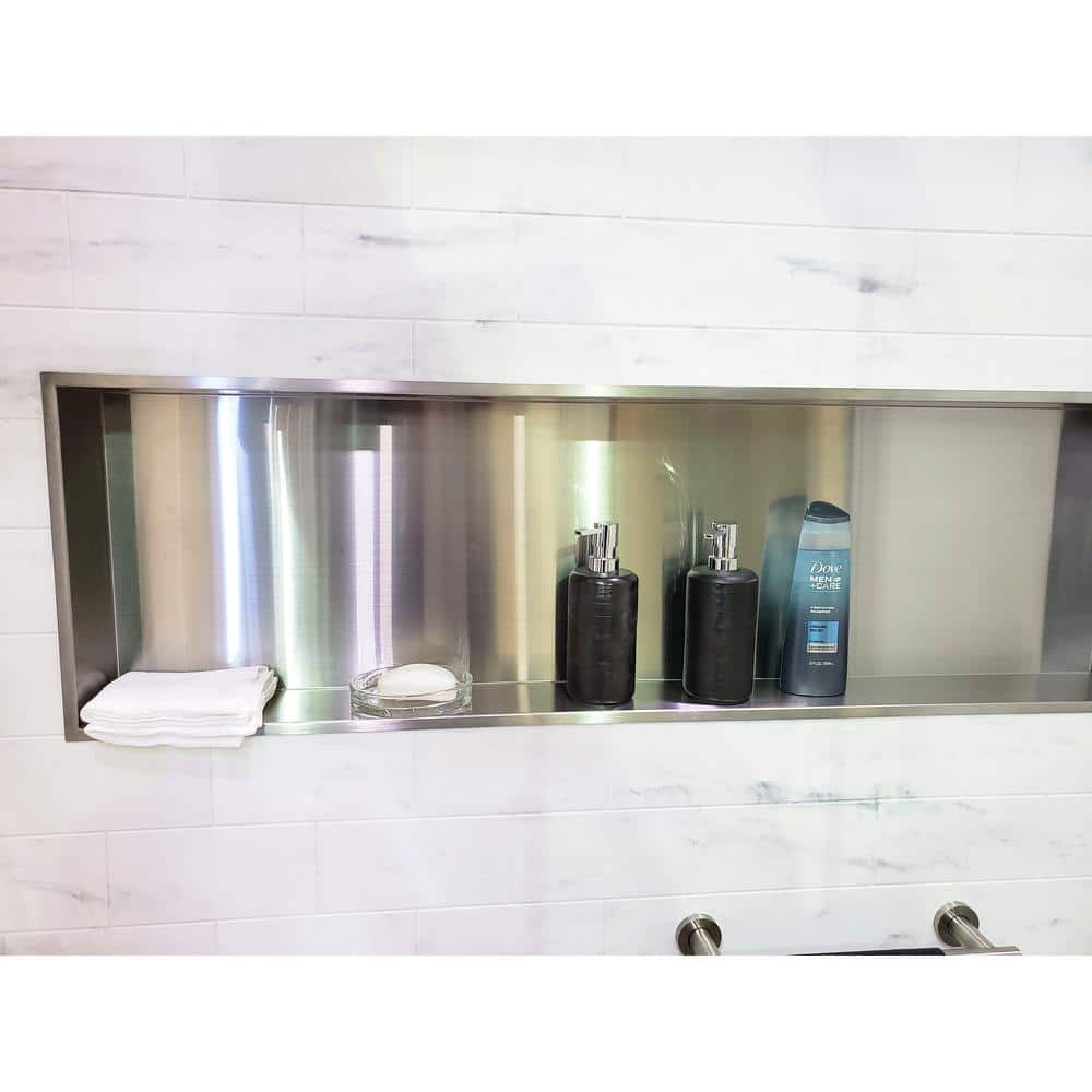 Transolid Storage Pod 46.5 in. x 14 in. 18-Gauge Stainless Steel Shower Niche