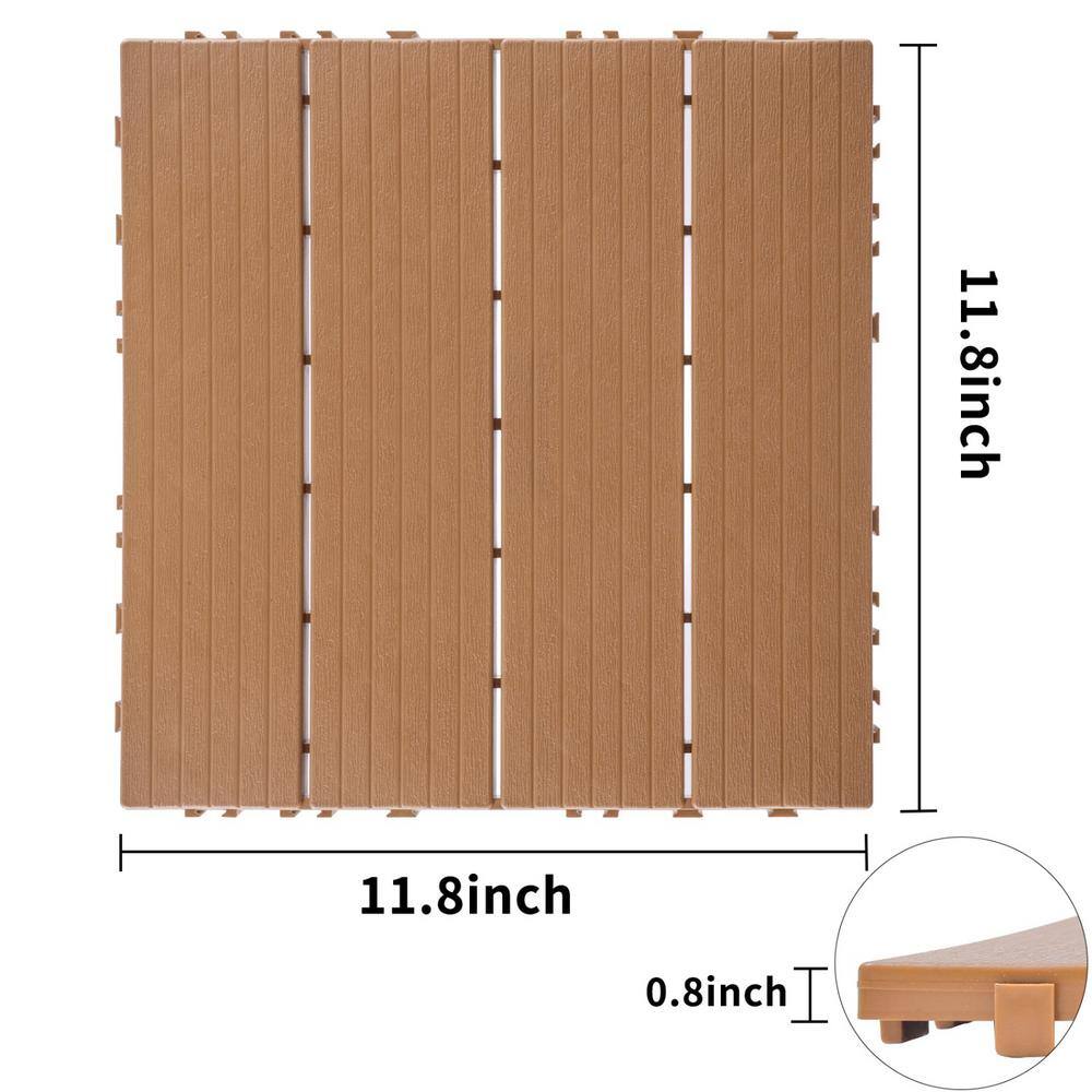 Tidoin Outdoor 1 ft. x 1 ft. Composite Interlocking Tile Deck Tile in Burly Wood(44 Per Box)