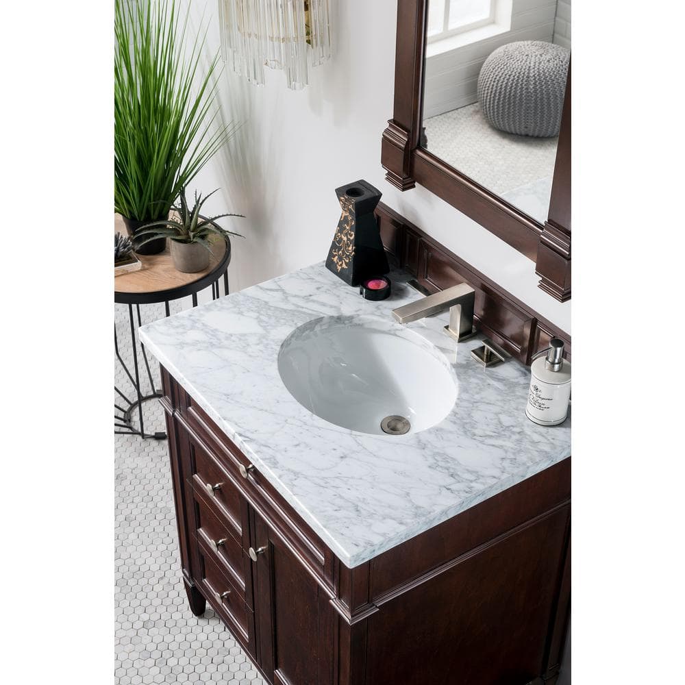 James Martin Vanities Brittany 21.7 x 39.2 Inch Burnished Mahogany Bathroom Vanity Mirror