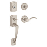 Prestige Nautica Single Cylinder Satin Nickel Exterior Door Handleset with Tobin Lever, SmartKey Security