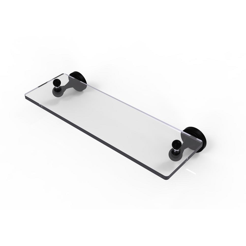 Sag Harbor Collection 16 in. Glass Vanity Shelf with Beveled Edges in Satin Nickel - Super Arbor