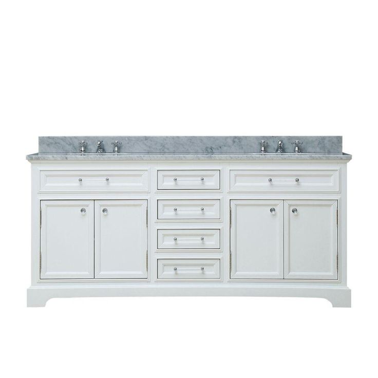 72 in. W x 21.5 in. D x 34 in. H Vanity in Cashmere Grey with Marble Vanity Top in Carrara White