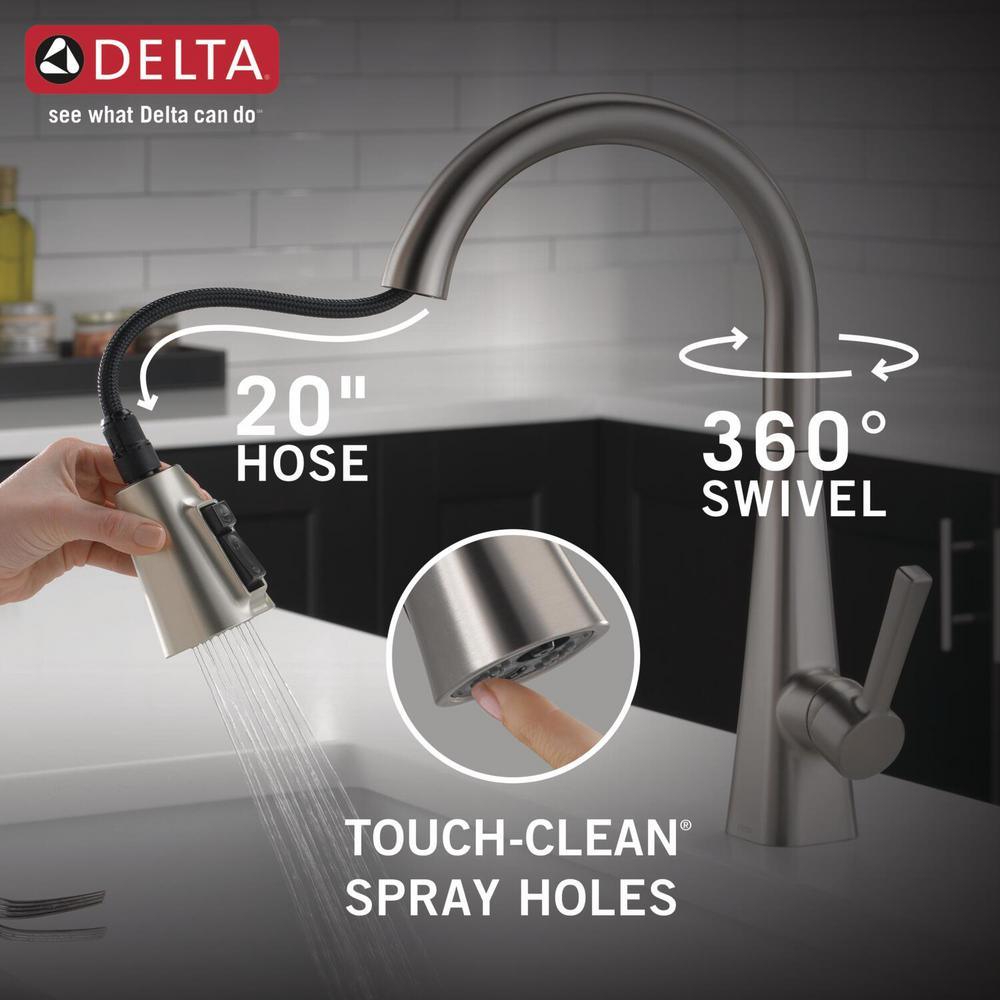 Lenta Single-Handle Pull-Down Sprayer Kitchen Faucet with ShieldSpray Technology SpotShield Stainless - Super Arbor