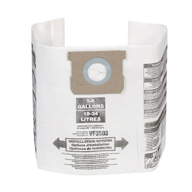 High-Efficiency Size B Dust Collection Bags for 5–10 Gal. RIDGID Wet/Dry Shop Vacuums, except HD06001 (2-Pack)