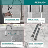 Xander Single-Handle Pull-Down Sprayer Kitchen Faucet in Stainless - Super Arbor