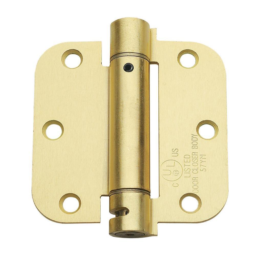 3.5 in. x 3.5 in. Satin Nickel Steel Spring Hinge with 5/8 in. Radius (Set of 2) - Super Arbor