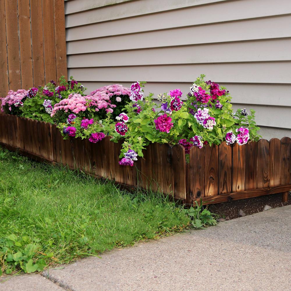 Sunnydaze Decor Rustic 22 in. L x 15 in. H Wood Garden Fence (5-Pack)