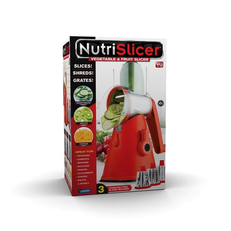 NutriSlicer 3-in-1 Spinning/Rotating Mandoline and Countertop Food Slicer and Grater
