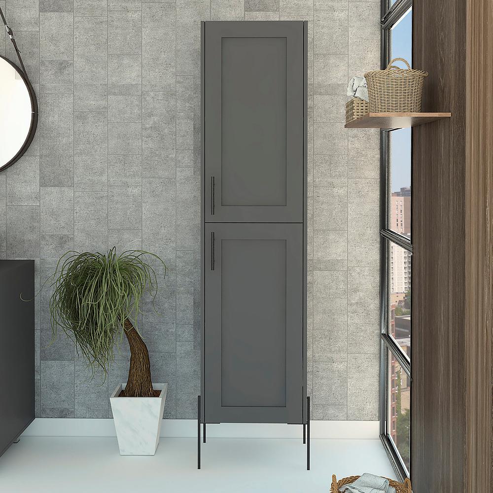 Svedin 18 in. W x 13 in. D x 71 in. H Free Standing Tall Bathroom Linen Cabinet in Matte Gray - Super Arbor