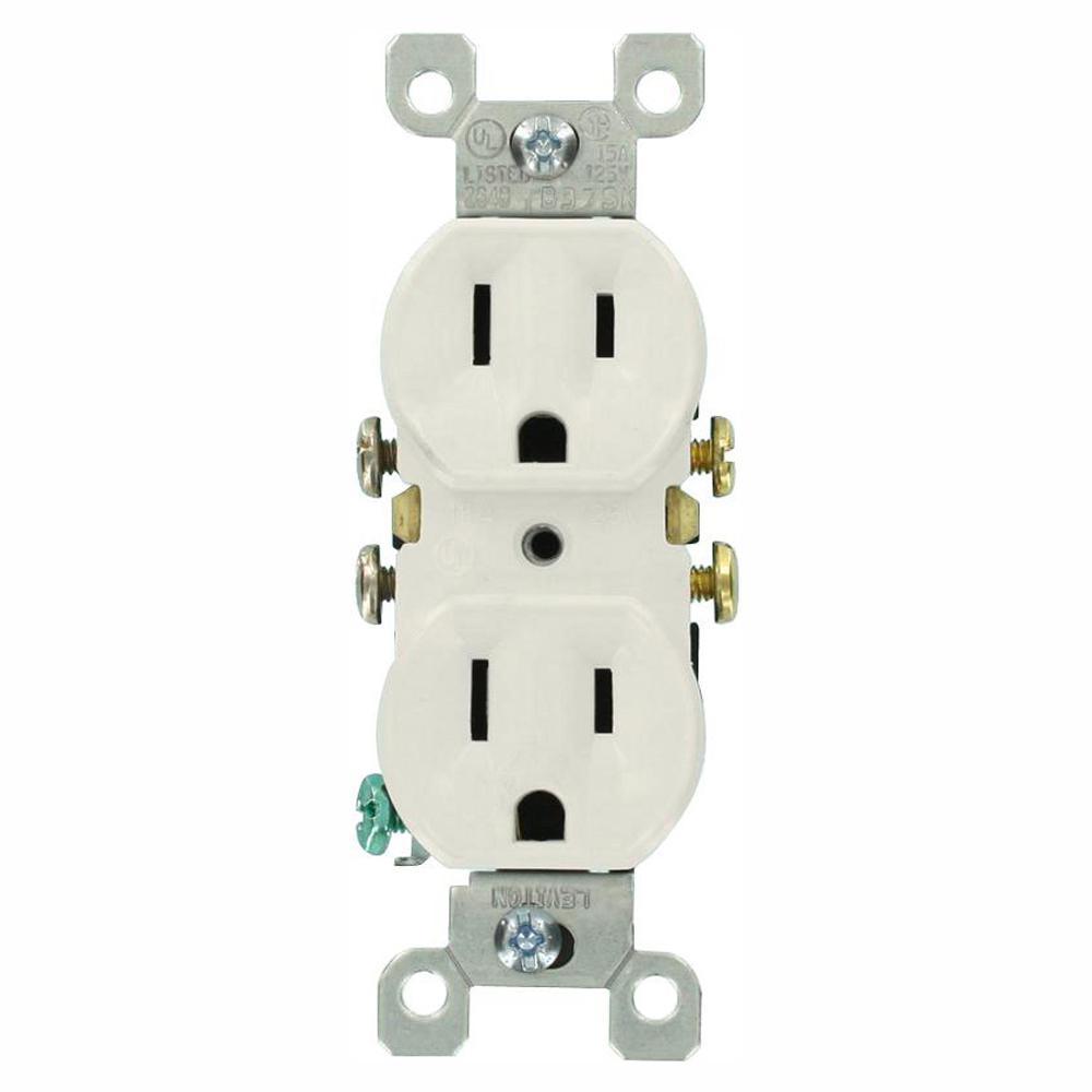15 Amp Residential Grade Grounding Duplex Outlet, Ivory - Super Arbor