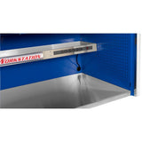 55 in. Power Workstation Professional Hutch with Stainless Steel Shelf and Work Surface in Blue - Super Arbor