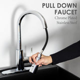 Complete 22.875 in. x 23.5 in. Black 19 Gal. Utility Sink Set with Metal Hybrid Chrome High Arc Pull-Down Faucet - Super Arbor