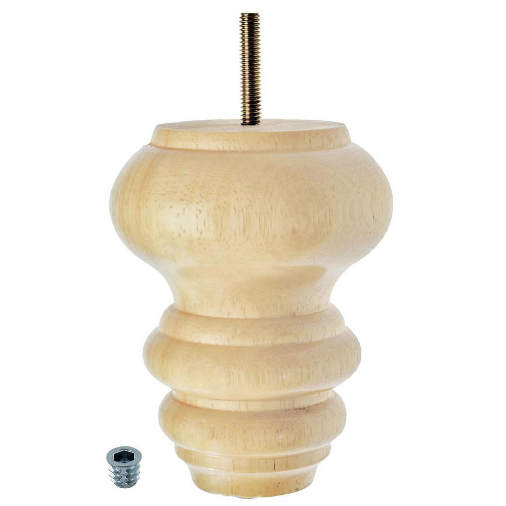 5 in. x 4 in. Unfinished Solid Hardwood Round Sofa Leg - Super Arbor