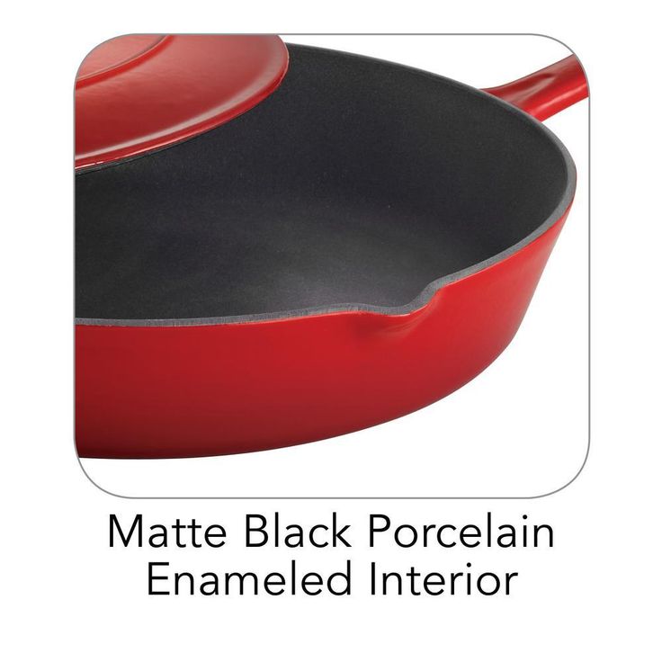 Gourmet 12 in. Porcelain-Enameled Cast Iron Skillet in Gradated Red with Lid