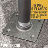 1 in. x 1 ft. L Black Pipe Table Leg Kit with Square Flange (Set of 4)