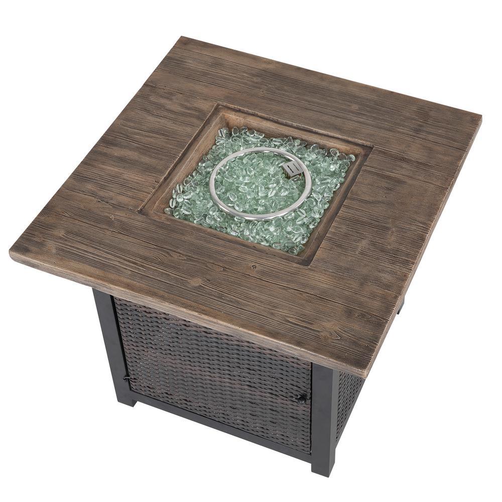 34 in. x 26 in. H 50,000 BTU Square PE Rattan Outdoor Propane Gas Fire Pit Table - Super Arbor