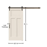 36 in. x 84 in. Craftsman Primed Smooth Molded Composite MDF Barn Door with Rustic Hardware Kit