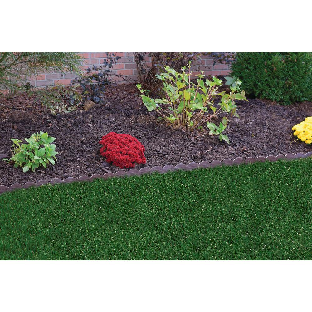 ProFlex 20 ft. Brown Scalloped Woodgrain Plastic No-Dig Edging Kit - Super Arbor