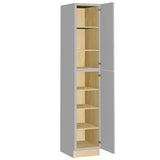 Home Decorators Collection Grayson 18 in. W x 24 in. D x 96 in. H Assembled Plywood Pantry Kitchen Cabinet in Pearl Gray with Soft Close RH
