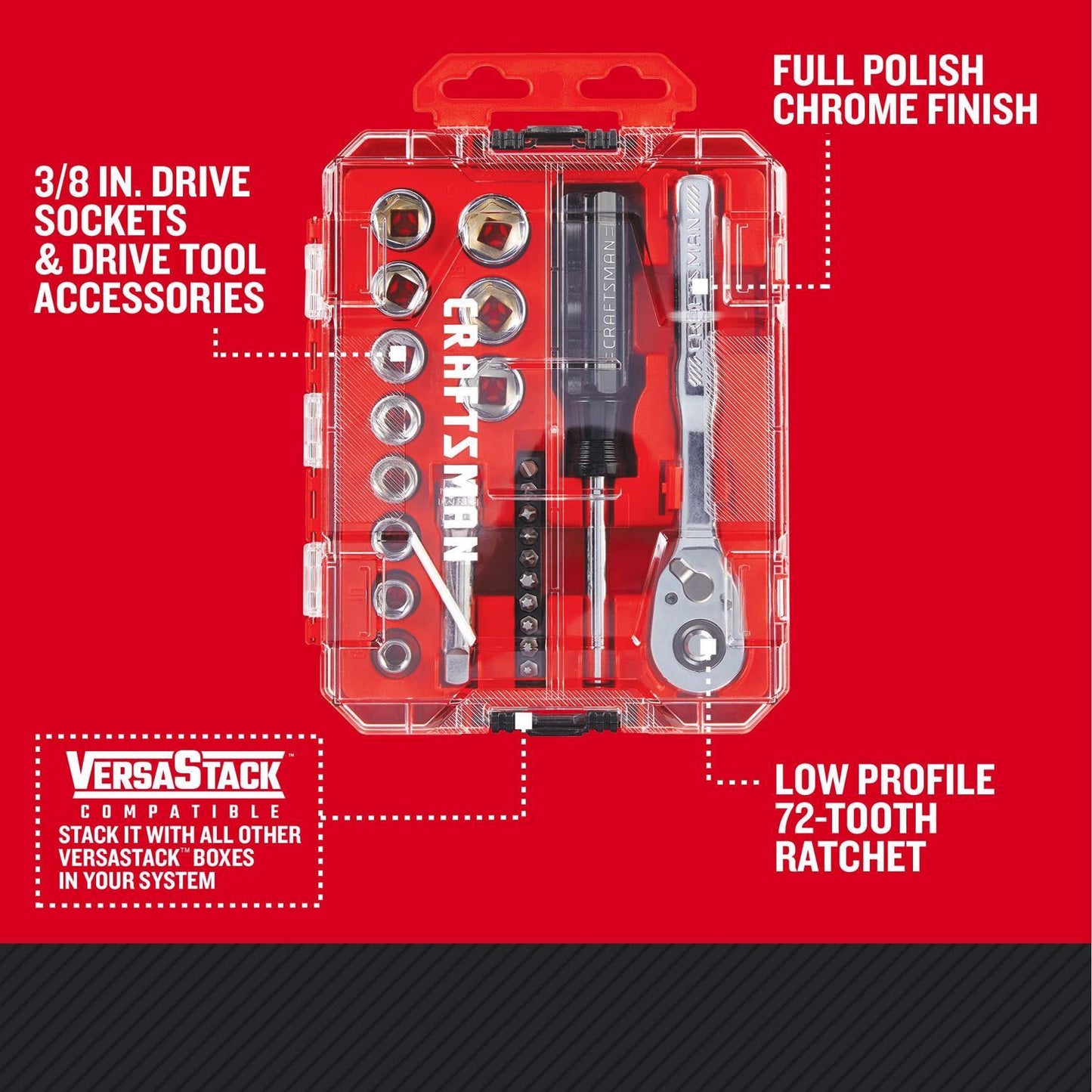 Craftsman 24 pc Metric Tool Set with 3/8 in Drive and 6 Point Sockets