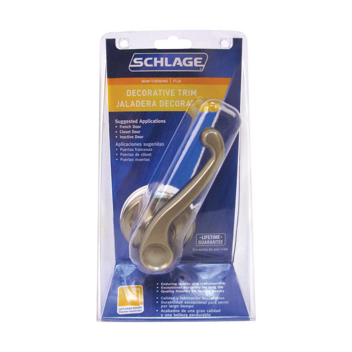 Schlage Flair Satin Nickel Dummy Lever, Left-Handed