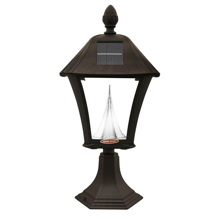 Baytown Solar Black Outdoor Post/Wall Light with Bright/Warm-White LEDs