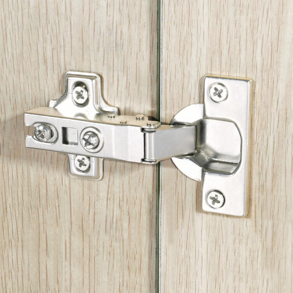 110-Degree 35 mm Euro Nickel Plated Full Overlay Hinge (5-Pairs) - Super Arbor