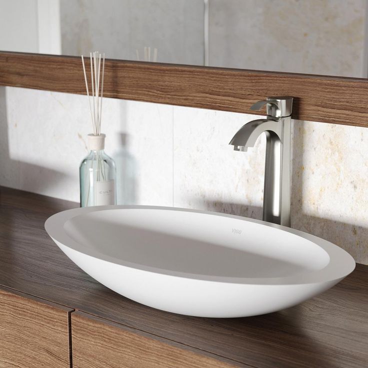 VIGO Wisteria Handmade Matte Stone Oval Vessel Bathroom Sink in Matte White
