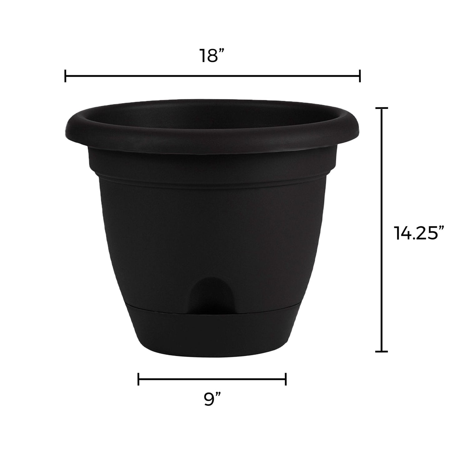 Bloem Lucca Self Watering Planter 16" Black