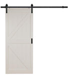 36 in. x 84 in. Sandstone Oak K Design Solid Core Interior Barn Door with Rustic Hardware Kit - Super Arbor