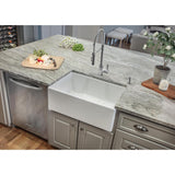 Farmhouse Apron Front Fireclay 30 in. Single Bowl Kitchen Sink in White - Super Arbor