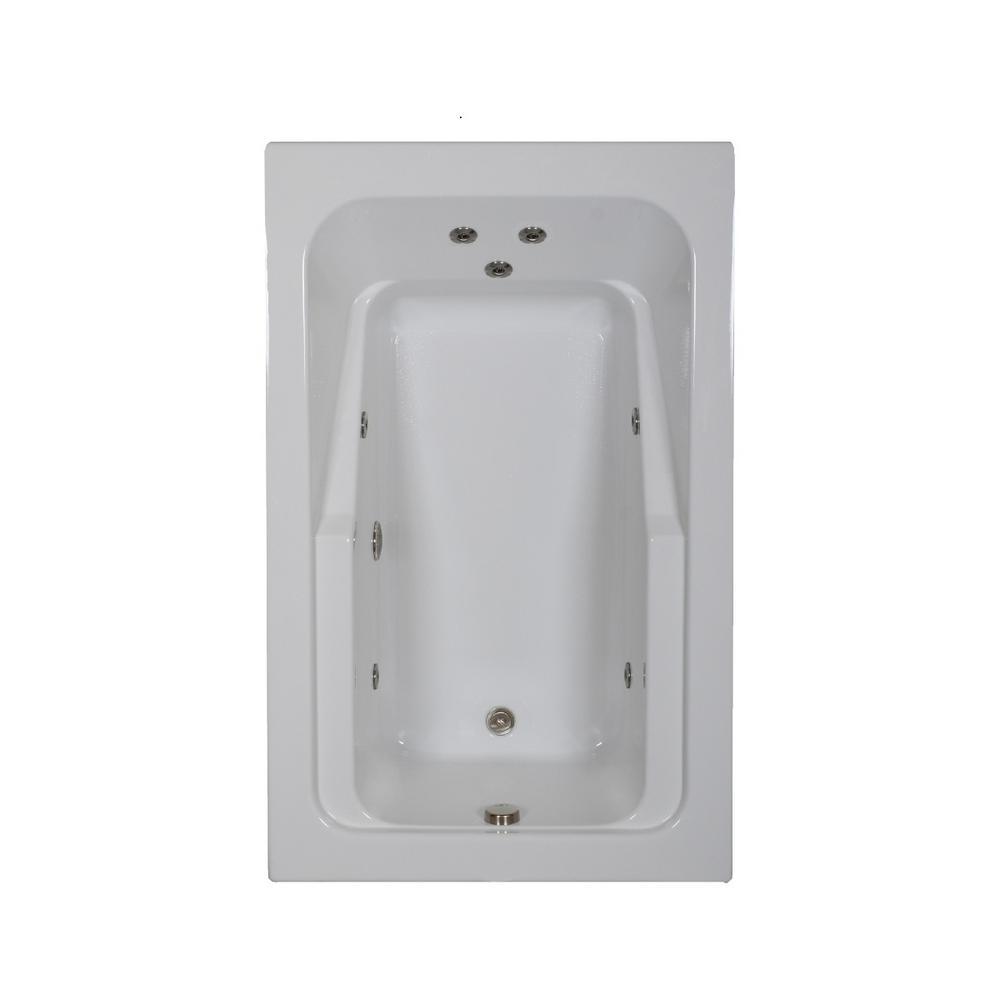 66 in. Rectangular Drop-in Whirlpool Bathtub in White - Super Arbor