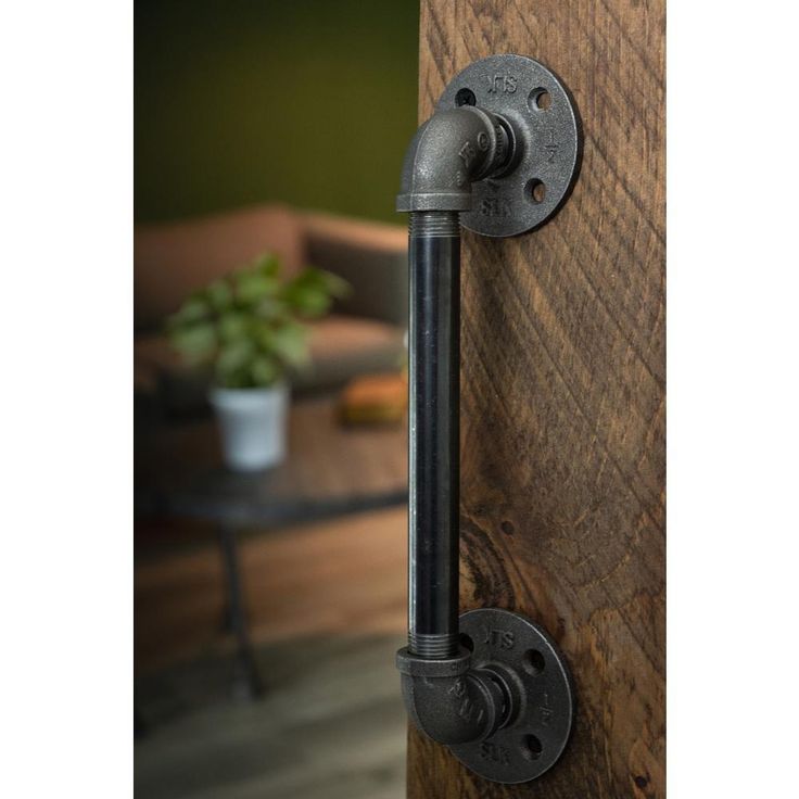 1/2 in. x 12.5 in. L Black Pipe Barn Door Handle Kit