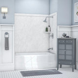 Elite 32 in. x 60 in. x 60 in. 9-Piece Easy Up Adhesive Tub Surround in Calacatta White - Super Arbor