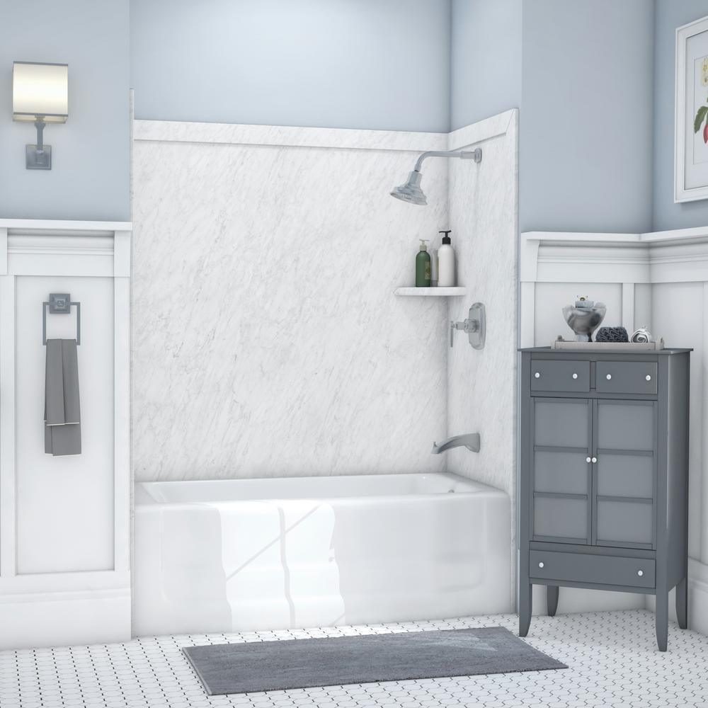 Elite 32 in. x 60 in. x 60 in. 9-Piece Easy Up Adhesive Tub Surround in Calypso - Super Arbor