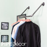 1/2 in. x 2 ft. L Black Pipe Tri-Flange Wall Mounted Clothing Rack Kit