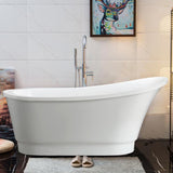 Cannes 67 in. Acrylic Flatbottom Freestanding Bathtub in White - Super Arbor