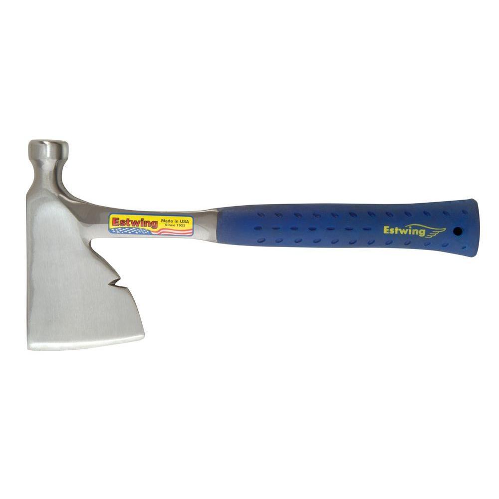 13 in. Solid Steel Carpenter's Hatchet with Blue Vinyl Nylon Shock Reduction Grip - Super Arbor