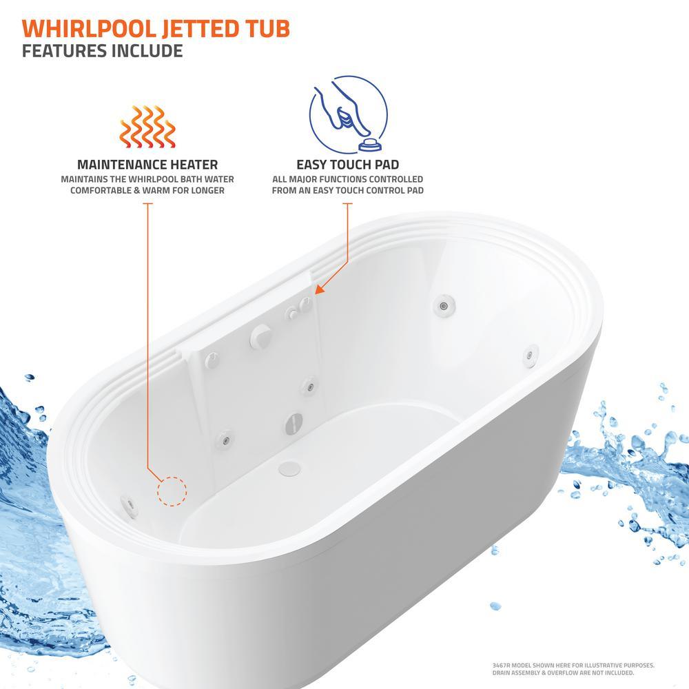 Sunstone 5.7 ft. Whirlpool Tub in White - Super Arbor