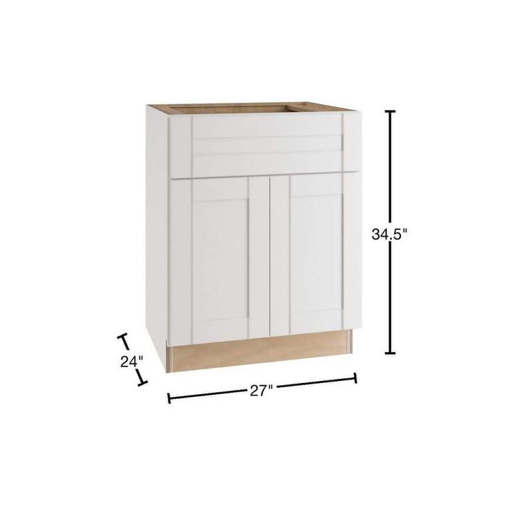 Home Decorators Collection Washington Vesper White Plywood Shaker Assembled Base Kitchen Cabinet Soft Close 27 in W x 24 in D x 34.5 in H