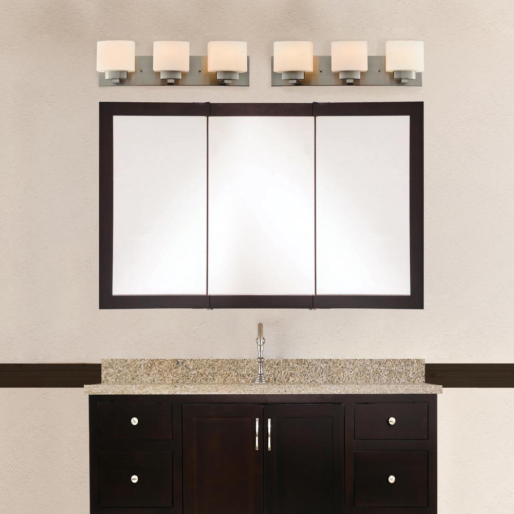 Ventura 48 in. W x 30 in. H x 6 in. D Framed Tri-View Surface-Mount Bathroom Medicine Cabinet in Espresso - Super Arbor