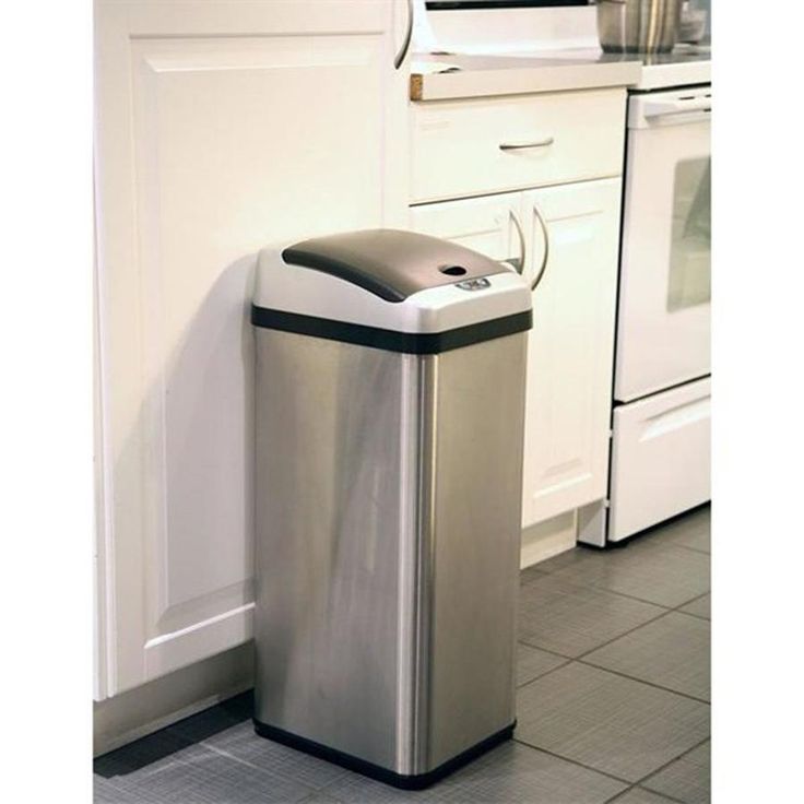 iTouchless 13-Gallon Brushed Silver Metal Touchless Trash Can with Lid