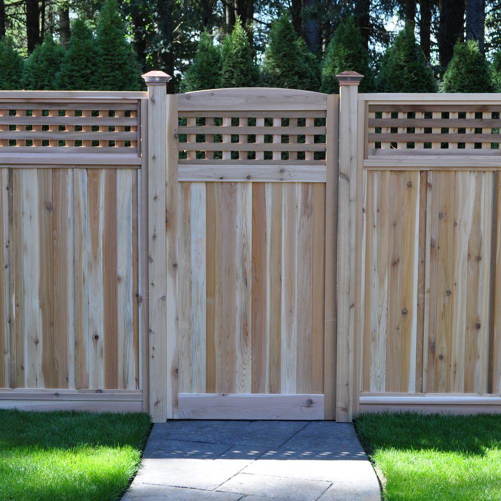 3 ft. x 6 ft. Western Red Cedar Arch Top Checker Lattice Fence Gate - Super Arbor