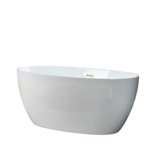Livingston 55 in. Acrylic FlatBottom Double Ended Bathtub with Brushed Gold Overflow and Drain Included in White