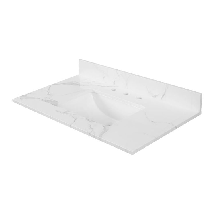 43 in. W x 22 in. D x 0.75 in. H Engineered Marble Vanity Top in Calacatta White with White Basin