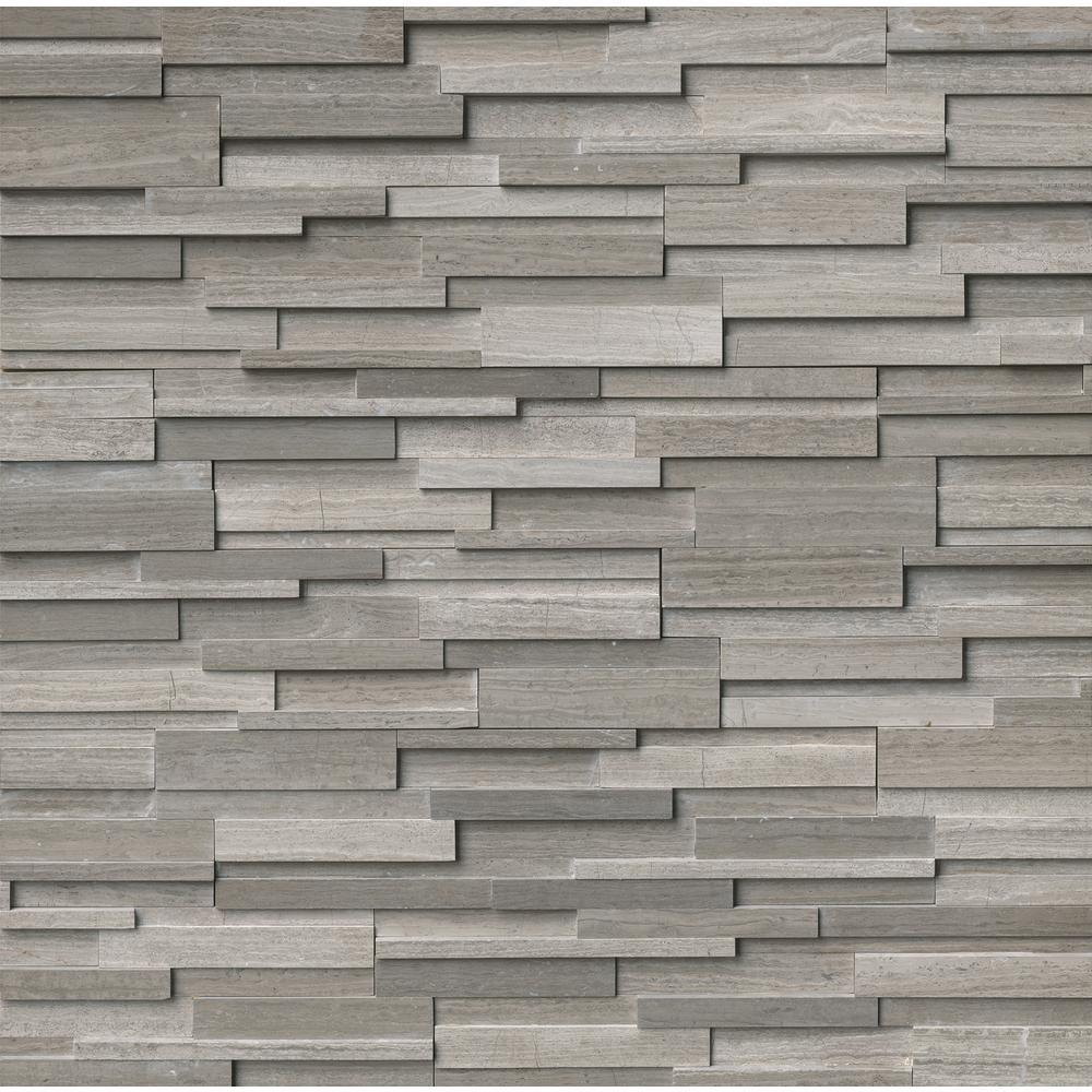 Arctic White 3D Ledger Panel 6 in. x 24 in. Honed Marble Wall Tile (10 cases / 60 sq. ft. / pallet) - Super Arbor